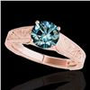 Image 1 : 1 ctw SI Certified Fancy Blue Diamond Solitaire Ring 10k Rose Gold - REF-114N5F
