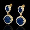 Image 1 : 7 ctw Sapphire & Micro Pave VS/SI Diamond Earrings Designer 10k Yellow Gold - REF-118F2M