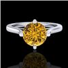 Image 2 : 1.25 ctw Intense Fancy Yellow Diamond Art Deco Ring 18k White Gold - REF-345W5H