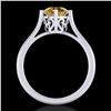Image 3 : 1.25 ctw Intense Fancy Yellow Diamond Art Deco Ring 18k White Gold - REF-345W5H