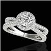 Image 1 : 2 ctw Certified Diamond Solitaire Halo Ring 10k White Gold - REF-252K3Y