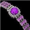 Image 2 : 24.75 ctw Amethyst & Diamond Bracelet 14K White Gold - REF-281Y8X