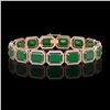 Image 1 : 38.61 ctw Emerald & Diamond Micro Pave Halo Bracelet 10k Rose Gold - REF-456G5W