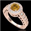 Image 1 : 1.53 ctw Intense Fancy Yellow Diamond Art Deco Ring 18k Rose Gold - REF-327X3A