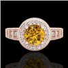 Image 2 : 1.53 ctw Intense Fancy Yellow Diamond Art Deco Ring 18k Rose Gold - REF-327X3A