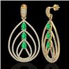 Image 2 : 4 ctw Emerald & Micro Pave VS/SI Diamond Earrings 18k Yellow Gold - REF-307K3Y