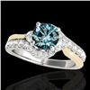 Image 1 : 1.6 ctw SI Certified Fancy Blue Diamond Bypass Ring 10k 2Tone Gold - REF-135M2G