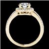 Image 2 : 1.4 ctw Certified Diamond Solitaire Halo Ring 10k Yellow Gold - REF-190Y9X