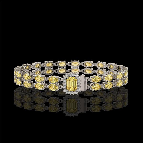 13.88 ctw Citrine & Diamond Bracelet 14K White Gold - REF-236N4F