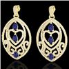 Image 2 : 7 ctw Tanzanite & Micro Pave Diamond Heart Earrings 18k Yellow Gold - REF-418H2R