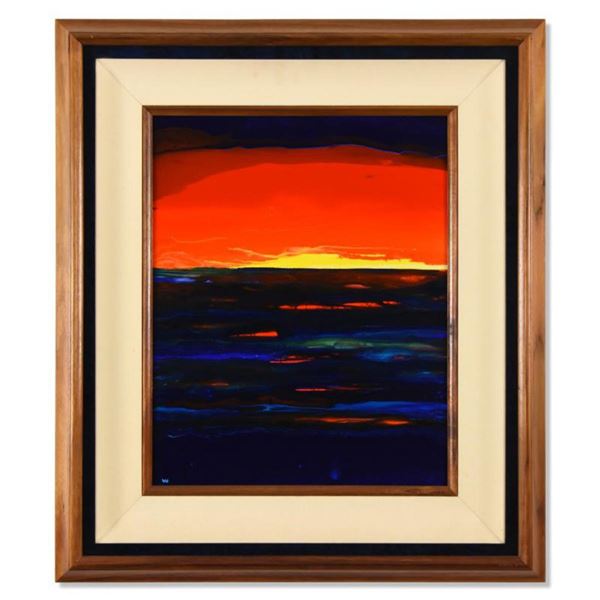 Wyland, "Sunset Time" Framed Original Acrylic Painting on Board, Hand Signed with Letter of Authenti