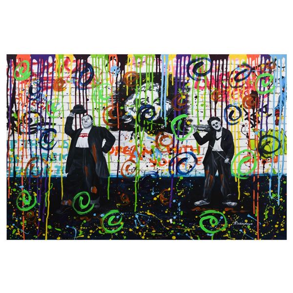 Nastya Rovenskaya- Mixed Media "Chaplin and Hardy"