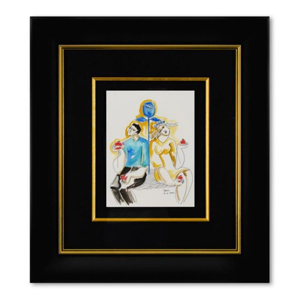 Yuroz, Framed Original Mixed Media Watercolor Painting, Hand Signed with Letter of Authenticity.