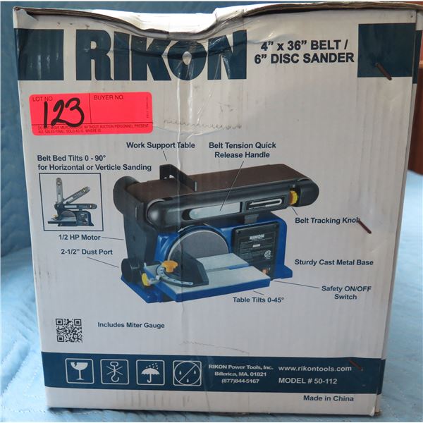 Rikon 4"x36" Belt / 6" Disc Sander Model 50-112 New in Box