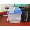 Image 2 : Multiple Plastic Bins (some w/ Lids), Ginger Jars, Decorative Tote Bags, Vases, etc