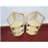 Image 2 : Qty 2 Corner Display 3 Tier Wooden Shelves 11"x11"x37"H