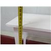 Image 13 : White Wooden Table 39"x19"x 36"H w/ 2 Round Stools 12" Diameter x 20"H