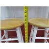 Image 14 : White Wooden Table 39"x19"x 36"H w/ 2 Round Stools 12" Diameter x 20"H
