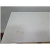 Image 2 : White Wooden Table 39"x19"x 36"H w/ 2 Round Stools 12" Diameter x 20"H