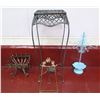 Image 1 : Metal Rectangle Stool 30"H, Footed Base, Floral Easel & Blue Hanger Display
