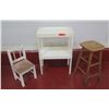 Image 1 : Lipper International Small Wooden Chair 20"H, Plastic 2 Tier Shelf 30"H & Wood Stool 23"H