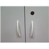 Image 2 : Qty 2 Double Door Cabinets: White 9 Section 30"x16"x72" & Wood 9 Tier 30"x14"x53"H