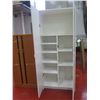 Image 4 : Qty 2 Double Door Cabinets: White 9 Section 30"x16"x72" & Wood 9 Tier 30"x14"x53"H