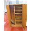 Image 8 : Qty 2 Double Door Cabinets: White 9 Section 30"x16"x72" & Wood 9 Tier 30"x14"x53"H