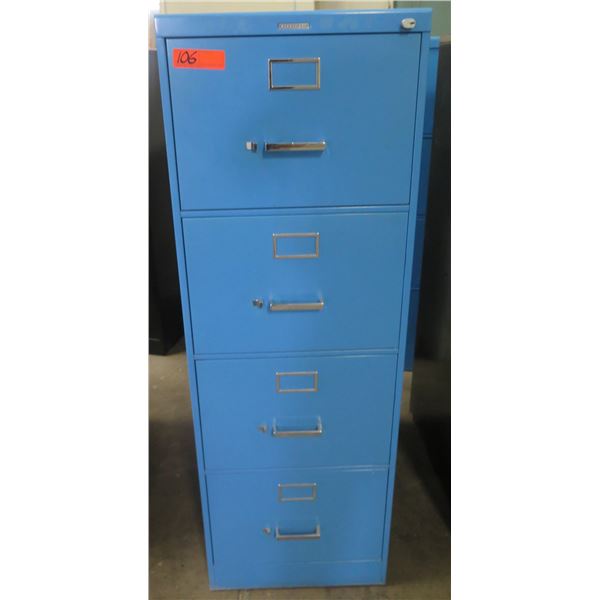 Steelcase Locking Metal 4 Drawer Blue File Cabinet