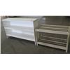 Image 1 : Qty 2 Shelves:  White 2 Tier 34"x12"x32" & Heavy Duty Plastic 2 Tier