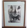 Image 1 : Rhino Print w/ Saying, in Wood Frame 17"x21"