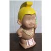 Image 1 : Menehune Figurine Coin Bank in Yellow Helmet w/ Lei & Spear 8"H