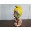 Image 2 : Menehune Figurine Coin Bank in Yellow Helmet w/ Lei & Spear 8"H