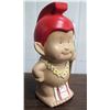 Image 1 : Menehune Figurine Coin Bank in Red Helmet w/ Lei & Spear 8"H