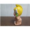 Image 2 : Menehune Figurine Coin Bank in Yellow Helmet w/ Lei & Spear 8"H