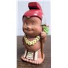 Image 1 : Menehune Figurine Coin Bank in Red Helmet w/ Lei & Spear 6"H