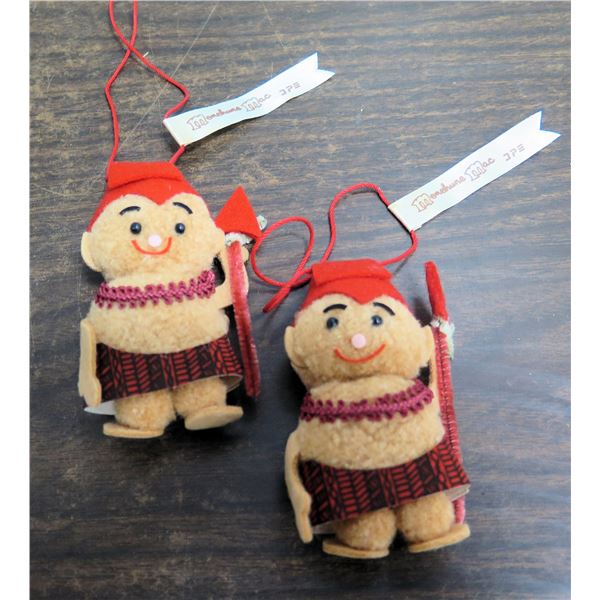 Qty 2 Fabric Menehune Mac Hanging Ornaments 1.5"x2.5"H