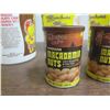 Image 2 : Qty 3 Plastic Menehune Mac Cookie Containers 6.5"H & 2 Dry Roasted Tins 4"H (Empty)