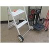 Image 3 : Rolling Metal 2 Stair Stepstool w/ 2 Metal Mesh Rolling Carts