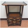 Image 1 : Wooden Asian Side Table w/ Curved Ends 23"x12"x29"H