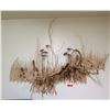 Image 1 : Wood & Straw w/ Brown Flowers Abstract Wall Hanging