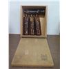 Image 2 : Wooden Hawaiian Distillers Spirit of Hawaii Boxes 9"x10"x3" w/ 4 Brown Bottles