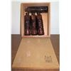 Image 1 : Wooden Hawaiian Distillers Spirit of Hawaii Boxes 9"x10"x3" w/ 4 Brown Bottles