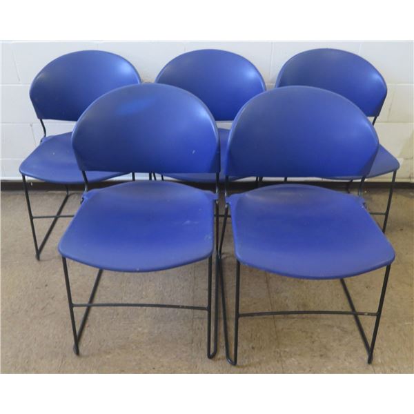 Qty 5 EckAdams Blue Upholstered Chairs 18"x19"x32"H