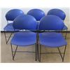 Image 1 : Qty 5 EckAdams Blue Upholstered Chairs 18"x19"x32"H