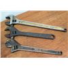 Image 1 : Qty 3 Crescent Wrenches: 18 & 24 Crestoloy, 48 Diamalloy