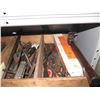 Image 14 : Metal 7-Tier Shelf & Contents: Clippers, Hand Tools, Rods, Measuring Tools, Bits, etc
