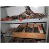 Image 8 : Metal 7-Tier Shelf & Contents: Clippers, Hand Tools, Rods, Measuring Tools, Bits, etc