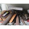 Image 14 : Metal 6-Tier Shelf & Contents: Lights, Hand Tools, Grinding Wheels, Oil Can, Bits, etc