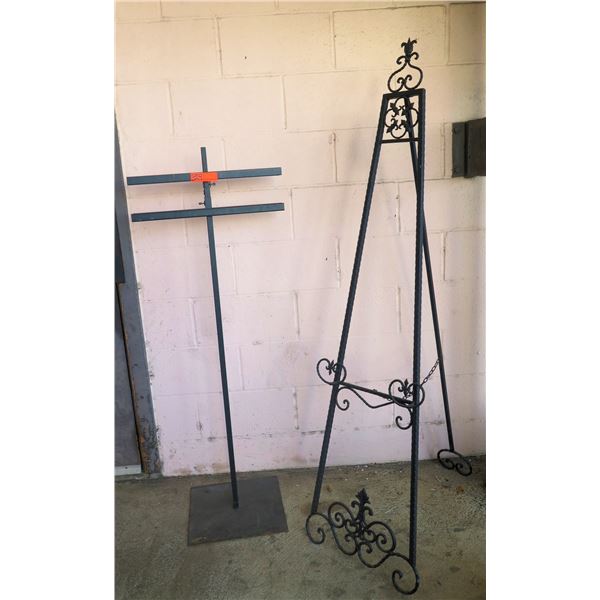 Qty 2 Metal Displays: Tripod Folding 65"H & 2 Tier Pedestal 53"H